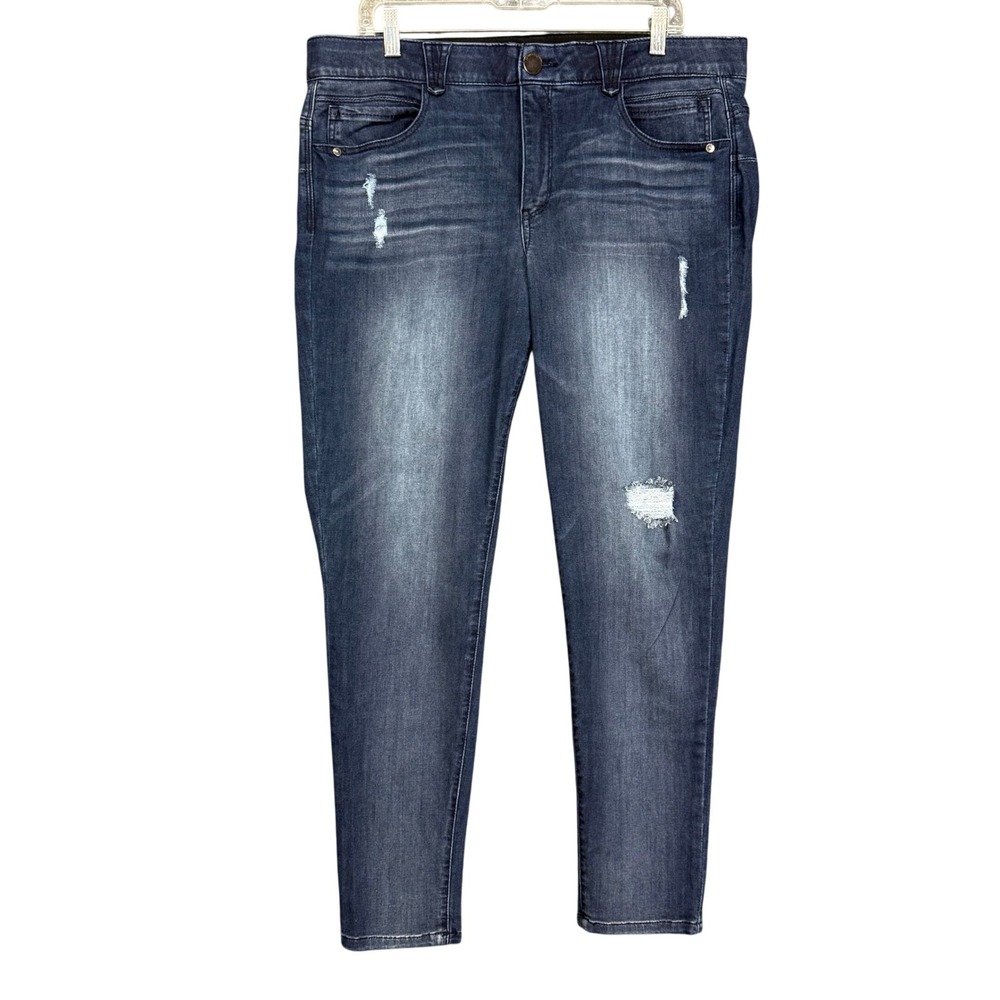 Democracy Ab Solution Jeans Womens 16 Blue Distressed Skinny Stretch Denim